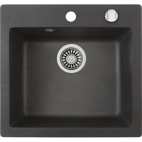 Lavello da cucina a 1 vasca TEKA Clivo TequartZ nero 190 mm a incasso (1/2)