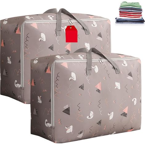 2 sacs de rangement pour couettes déménagement imperméables avec fermeture éclair et poignées adaptés vêtements (503520cm) 20cm (1/5)