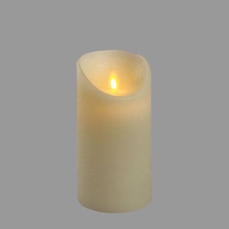 Bougie LED en cire Ivoire à piles flamme en mouvement H15cm Blanc chaud Timer Lotti