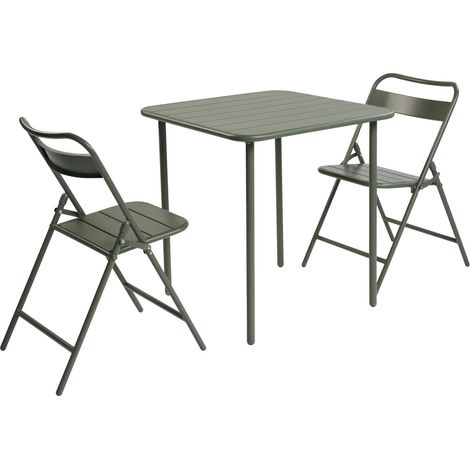 sweeek - Gartentisch aus Stahl + 2 Stühle