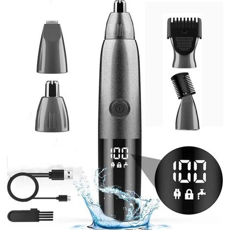 Tondeuse Nez Homme, 4 en 1 Tondeuse Nez Oreilles Homme Femme IPX7, USB Rechargeable Pour Affronter Oreilles Barbe Sourcils