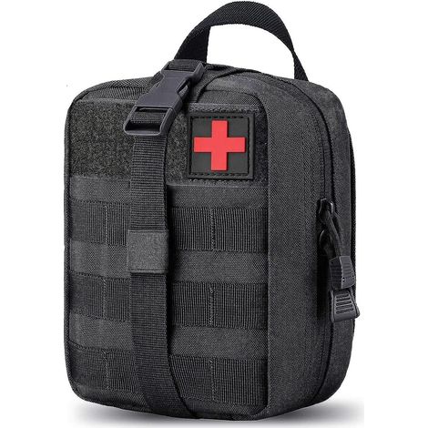 Sac de premiers secours militaire Ifak pour homme, sac banane tout-en-un grande capacité, idéal pour la survie, l'alpinisme, la moto et le vélo (noir) (1/5)