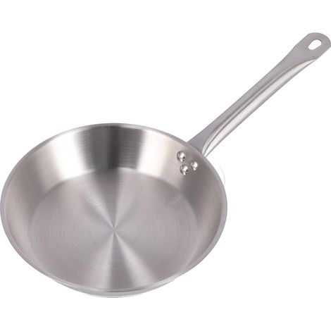 Poêle à frire en acier inoxydable 304, fond plat, poignée unique, compatible lave-vaisselle et four, poncée, 28 x 5 cm (1/5)