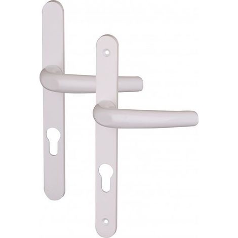 De porte à cylindre – Plaque étroite saillie réduite – Aluminium blanc – Entraxe – Compatible serrure 3/5 points (1/4)