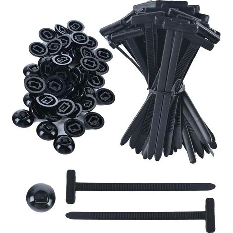 100-Piece Reusable Plastic Cable Ties, Universal Nylon Cable Ties with Buckle - UV-Resistant Black Cable Ties for Cars, Bicycles, Cable Management, and Everyday Repairs (1/5)