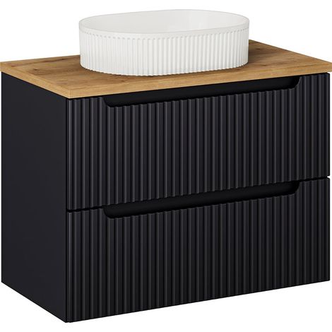 Mobile bagno con lavabo Riva nero e marrone 80cm (1/5)