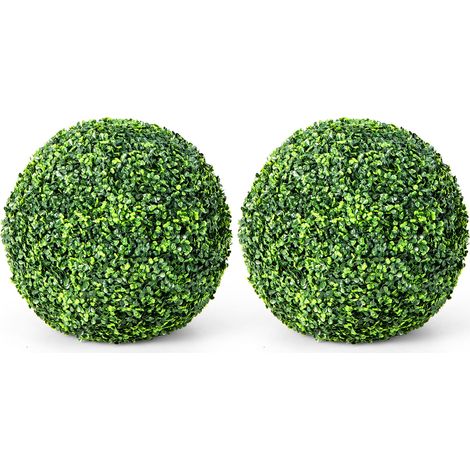 2 Pieces 19 Inch Artificial Topiary Balls Faux Boxwood Ball Plants (1/5)
