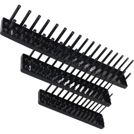 Organisateur de Socket, Plateau D'organisateur de Socket Ensemble de Bac à Outre de Douille de Porte-Douille à Douille 3PCS Socket Organizer Tray Set 1/4, 3/8 et 1/2 Drive (1/5)