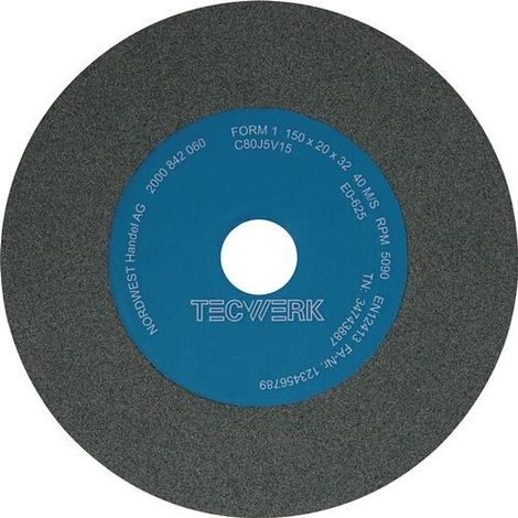 TECWERK Schleifbockscheibe Ø150xB20x32mm 80 Form A SCg TECWERK (1/2)