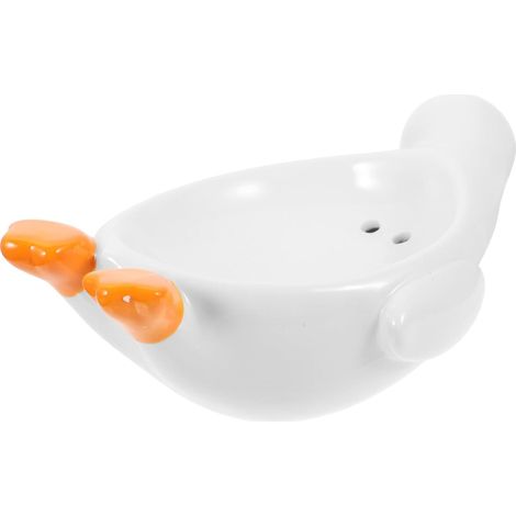 Porte-Savon Salle de Bain Forme Canard Céramique avec Drainage Rapide (1/5)