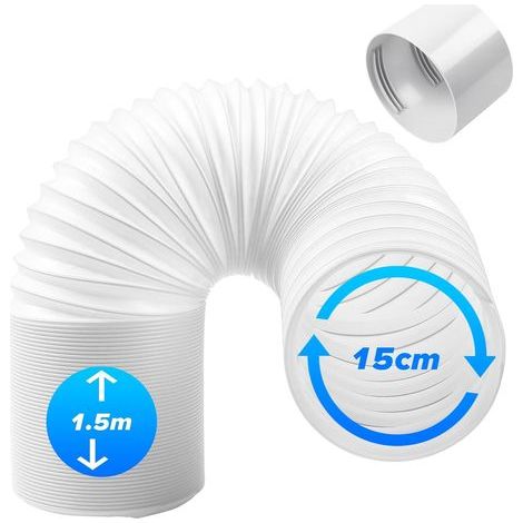 Tuyau d'Échappement de Climatiseur Portable 1.5m Ø150mm avec adaptateur. Tuyau Kit Climatiseur Mobile Flexible.Tuyau D'éVacuation Universel pour Climatisation. Sèche-Linge. Déshumidificateurs (1/5)