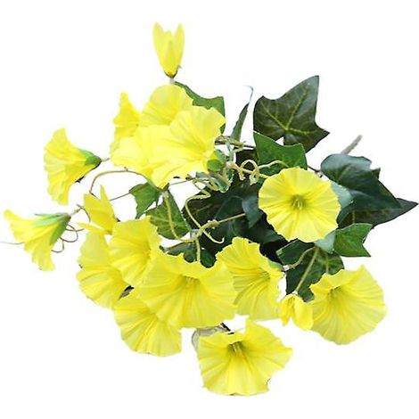 Fleur en soie artificielle aux couleurs vives, résistante à la décoloration, imitation pratique des nervures de feuilles transparentesjaune (1/5)