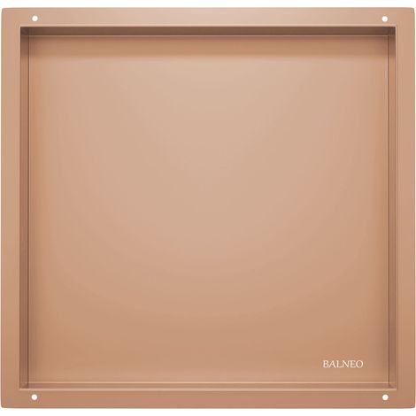 BALNEO - niche murale 30x30x10 cm cuivrée en acier inoxydable WALL-BOX NO RIM - étagère murale encastrée sans cadre (1/4)