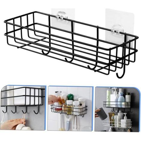 Étagère Douche - - 10.5x28cm - Noir - Fer - Résistante à la rouille (1/5)