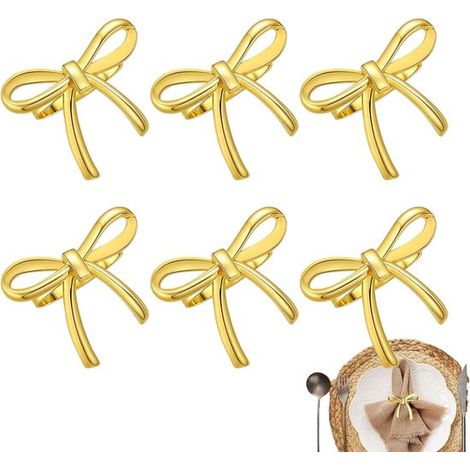 Serviettenring-Set – Elegante goldene Schlaufe – Tischdekoration – Einzigartiges Schleifendesign – 6-teilig – Gold