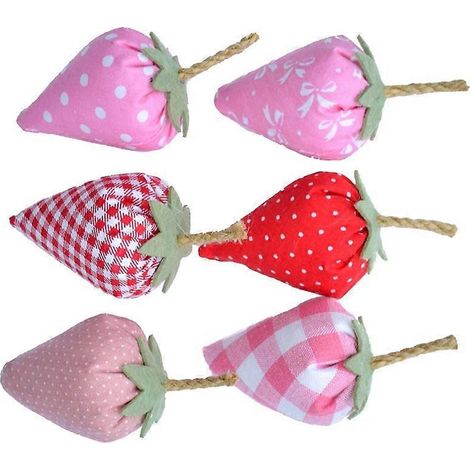 Lot de 6 garnitures en tissu pour bols à fraises, style vintage, faites main. (1/4)