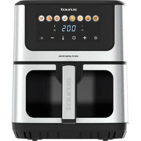 Taurus AIR FRY DIGITAL 7S VIEW Sencillo 6,5 L Independiente 1600 W Freidora de aire caliente Plata, Negro