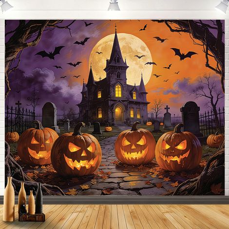 Toile de fond pour Halloween 2026, bannière décorative haut de gamme pour une ambiance festive, bannière suspendue diable - 110 x 180 cm - Style 13