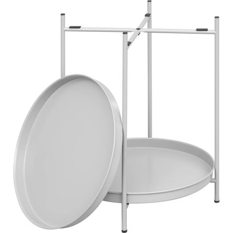 Tavolino rotondo in metallo grigio chiaro 44 x 44 x 53 cm (1/5)