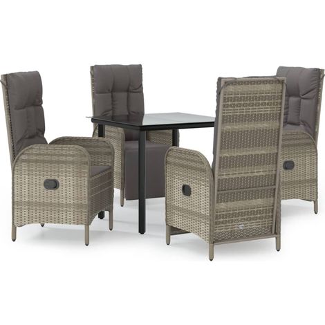 Maison Exclusive - 5-tlg. Garten-Essgruppe mit Kissen Schwarz und