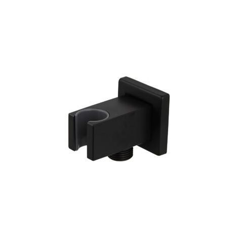 Cursore per doccetta a parete in ottone massiccio con uscita dell'acqua, raccordo a gomito per alimentazione doccetta a parete da 1/2" NPT, nero - Crezuo (1/4)