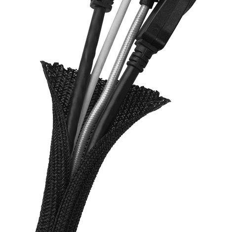 Manchon de Câble Tressé 2M, 13-26mm Gaine Organisateur de Fils Protection Câbles Bureau/PC/TV/Hi-FI/Audio/Automobile, Rangement Flexible Ajustable pour Maison,Bureau (1/5)