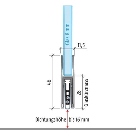 Joint de porte KG-F8 étroit 1-s.L.709mm Aluminium argenté GLT (1/3)