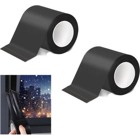 Ruban d'étanchéité multi-usages - pour coller et sceller les portes et fenêtres pour éviter les courants d'air et le froid, noir, 5 cm 10 m. (1/4)