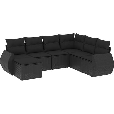 Set Divani da Giardino con Cuscini 7pz Nero Polyrattan vidaXL (1/3)