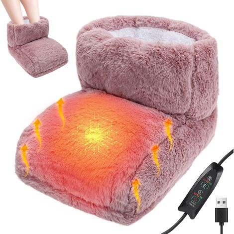 Chauffe pieds électrique avec minuterie et température réglable chaussons chauffants Rose (1/4)