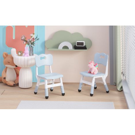 Lot de 2 chaises enfants réglables 3 hauteurs – Plastique empilable, dossier cœur, antidérapantes – Pour maison, classe, crèche – Coloris gris foncé (1/5)