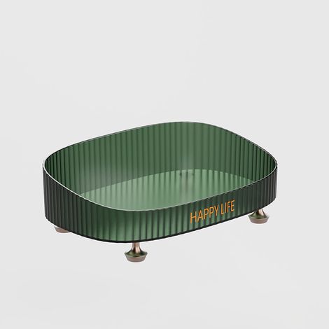 Multifunktionale Büroaufbewahrungsbox, Kosmetikständer im Retro-Chic-Stil mit Füßen, transparenter Organizer (1/5)