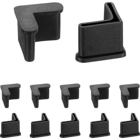 Set mit 12 L-förmigen Gummifüßen für Regalböden – Rutschfeste Bodenschoner für Regale, Schwarz (2,5 x 2,5 cm) (1/5)