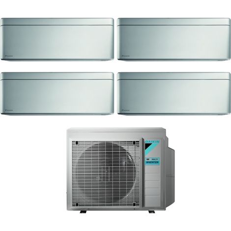 Daikin Bluevolution Quadri Split Inverter Klimagerät Serie STYLISH TOTAL SILVER FTXA-BS 12+12+12+12 mit 4MXM80N R-32 Wi-Fi Integrated 12000+12000+12000 Farbe GRAU Italienische Garantie - Neu für 2020