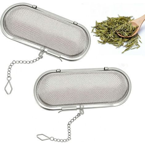 Passoire à épices en deux parties pour la cuisine, passoire à herbes avec chaînette et crochet pour la suspendre au bord de la casserole, infuseur à thé en acier inoxydable