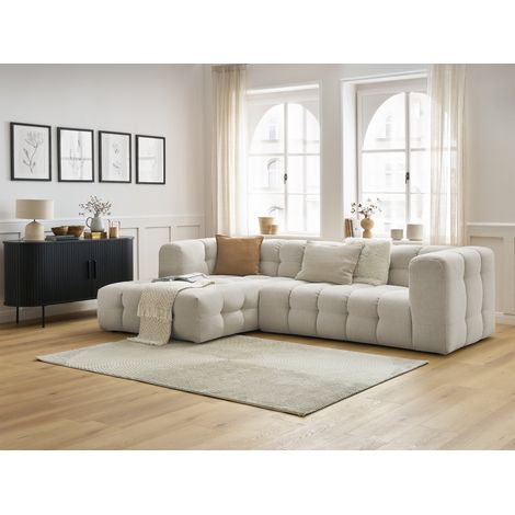 Bobochic – Canapé d'angle fixe 3 places CLOUD – Tissu déperlant – Structure en bois – Longueur 288cm – Largeur 184cm – Style moderne (1/5)