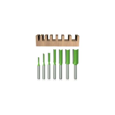 7-teiliges Set gerader Fräser mit 6-mm-Schaft, Hartmetall-Holzbearbeitungswerkzeug, Set ein-/zweischneidiger gerader Fräser, 3 mm, 4 mm, 5 mm, 6 mm, 8 mm, 10 mm, 12 mm