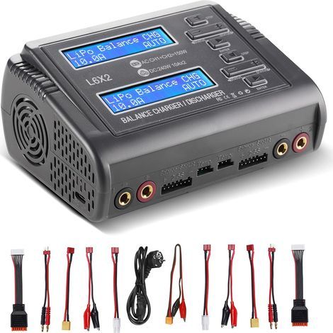 L6X2 Duo RC Balancer-Ladegerät/Entladegerät für Li-Ion, LiPo, LiHV, NiCd, NiMH, PB Smart-Akkus, Dual-Multiladegerät, AC 150 W/DC 240 W, 10 A x 2 (1/5)