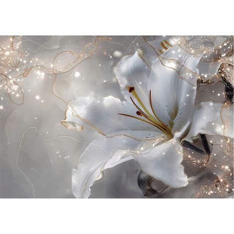 Moderne Fototapete Blumen Lilien Abstrakt – Großformat Wandtapete 150x105 cm – Design für Wohnzimmer & Schlafzimmer