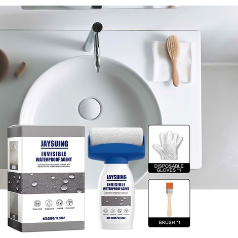 Roller-type waterproof adhesive for home waterproofing and leak repair, comes with a roller brush and is wear-resistant for exterior walls -- 300g waterproof adhesive + brush + gloves -- BIEMMEDUE (1/5)