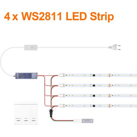 (4 bandes, lumière naturelle, 5 m) Bande LED adressable à effet d'eau courante (24 V CC) – Bande LED décorative à effet d'eau courante (1/5)