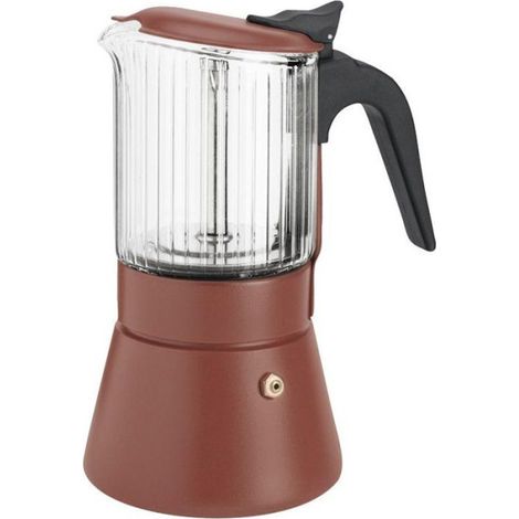 Cafetière italienne - INOXIBAR - Clair 9 tasses Terra - verre borosilicaté - induction - soupape sécurité (1/2)