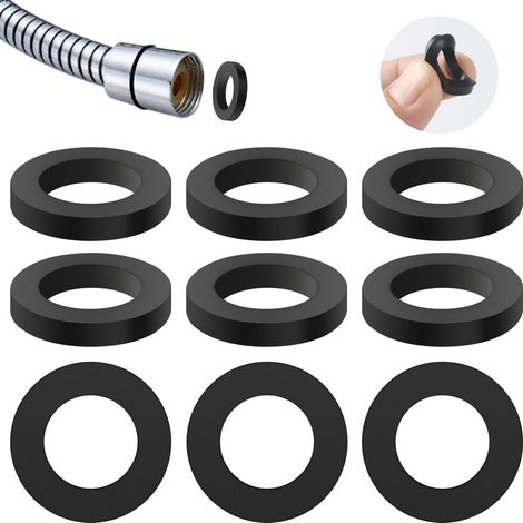 25 Pièces Rondelles Caoutchouc Souple, 19mm Joint Plat Plomberie Bague D'Étanchéité Douche Kit, Rondelle de Tuyau pour Raccord Jardin, Petit Joint Torique Noires Joint pour Douche Robinet (1/5)