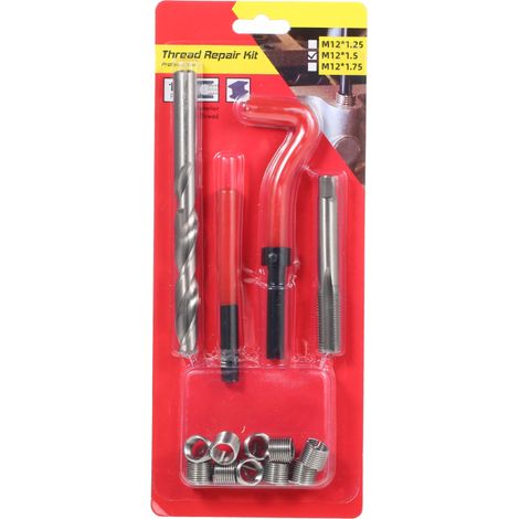 Kit de réparation de filetage métrique 15 pièces M5 M6 M8 M10 M12 M14 Helicoil Car Pro Coil Tool M12 1,5 (1/5)