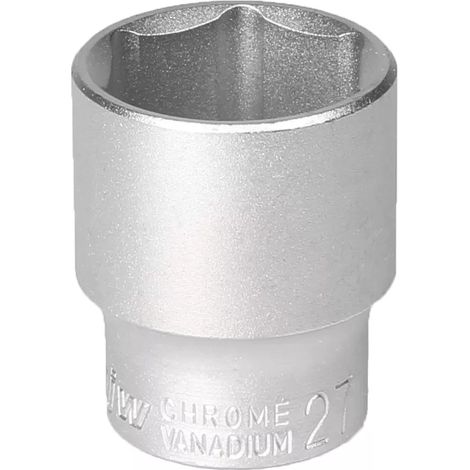 Steckschlüssel 1/2 Zoll, 6-Winkel, 27 mm, Chrom-Vanadium-Stahl (CRV)