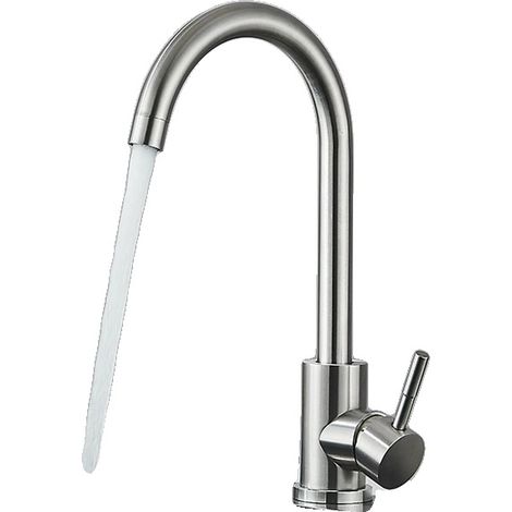 Grifo de cocina, giratorio 360 grados, control monomando, níquel cepillado A (1/2)