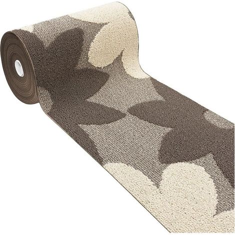 Tapis de Cuisine Au Mètre H57 Coureur Bordé Fleurs 3D Bordé Moderne Antidérapant - Beige (1/4)