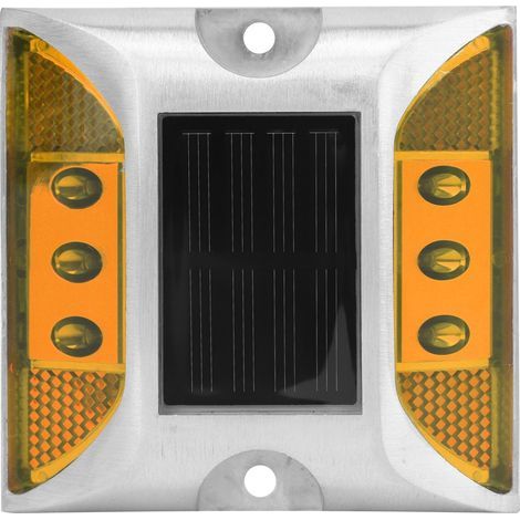 LED Solaire Énergie Solaire Feu de Signalisation Lumières Étanche Extérieur pour Jardin, Patio, Pelouse, Chemin Allée Route Route Spike Lampe(Jaune)