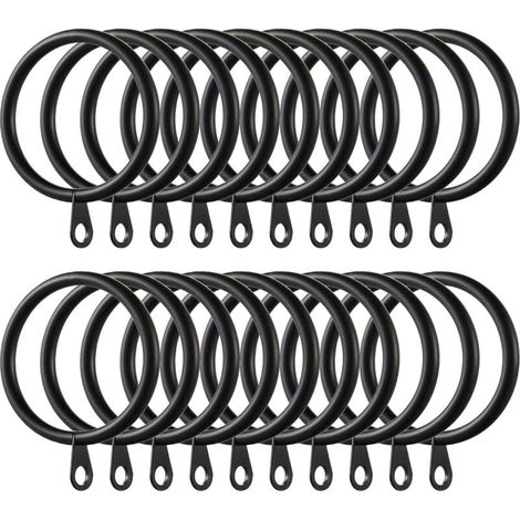 40 Stück Gardinenringe, Metallringe zum Aufhängen von Vorhängen und Stangen, 38 mm Innendurchmesser (schwarz) (1/4)