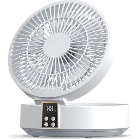 Ventilateur Silencieux Ultra Puissant, Ventilateur de Table Portable, Ventilateur de Bureau USB Rechargeable, 1000mAh Batterie 120°Rotative Table Fan avec LED, Télécommande, Minuterie, 3 Vitesses